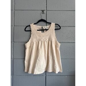 Vintage 100% Cotton Crochet Babydoll Tank Top size L